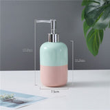 Distributeur de Savon en Céramique Rose et Bleu